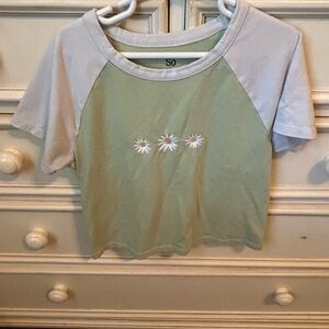 Target Light Green and White Daisy Tee